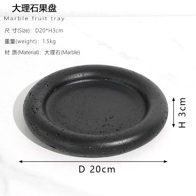 Natural Marble Round Fruit Plate Tray Creative Home Living Room Dried Fruit Snack Plate