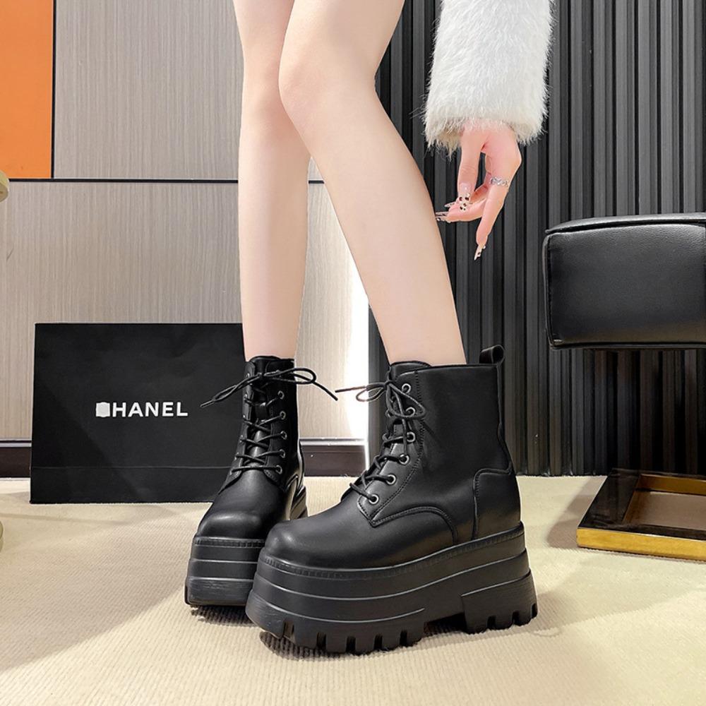 2025 Autumn-Winter New British Style Women's  Boots - Thick Sole Heightening Zipper Boots, Platform Boots