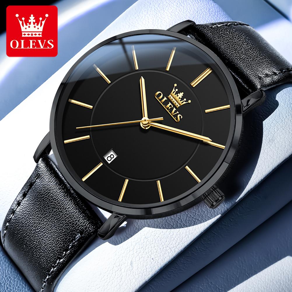 OLEVS Ultra Thin 6.5mm Top Original Quartz Watch for Men Minimalist Fashion Luxury Brand Waterproof Men's Watches 5869