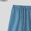 INCERUN Men Drawstring Elastic Waist Gradient Casual Long Straight Pants