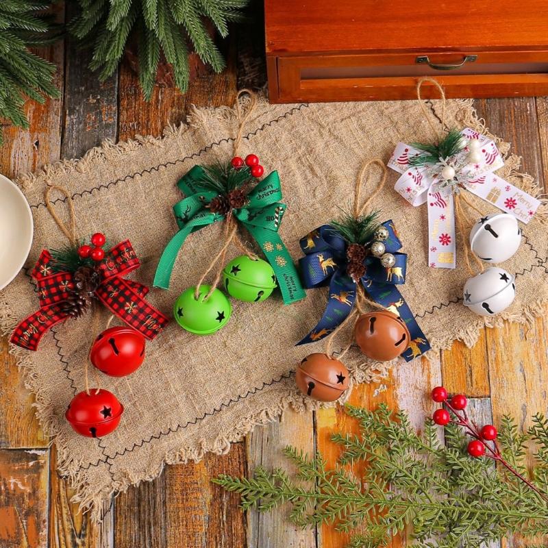 Holiday Bowknot Iron Craft Bells Delicate Iron Crafted Bells with Bowknot for Christmas Tree and Window Decoration