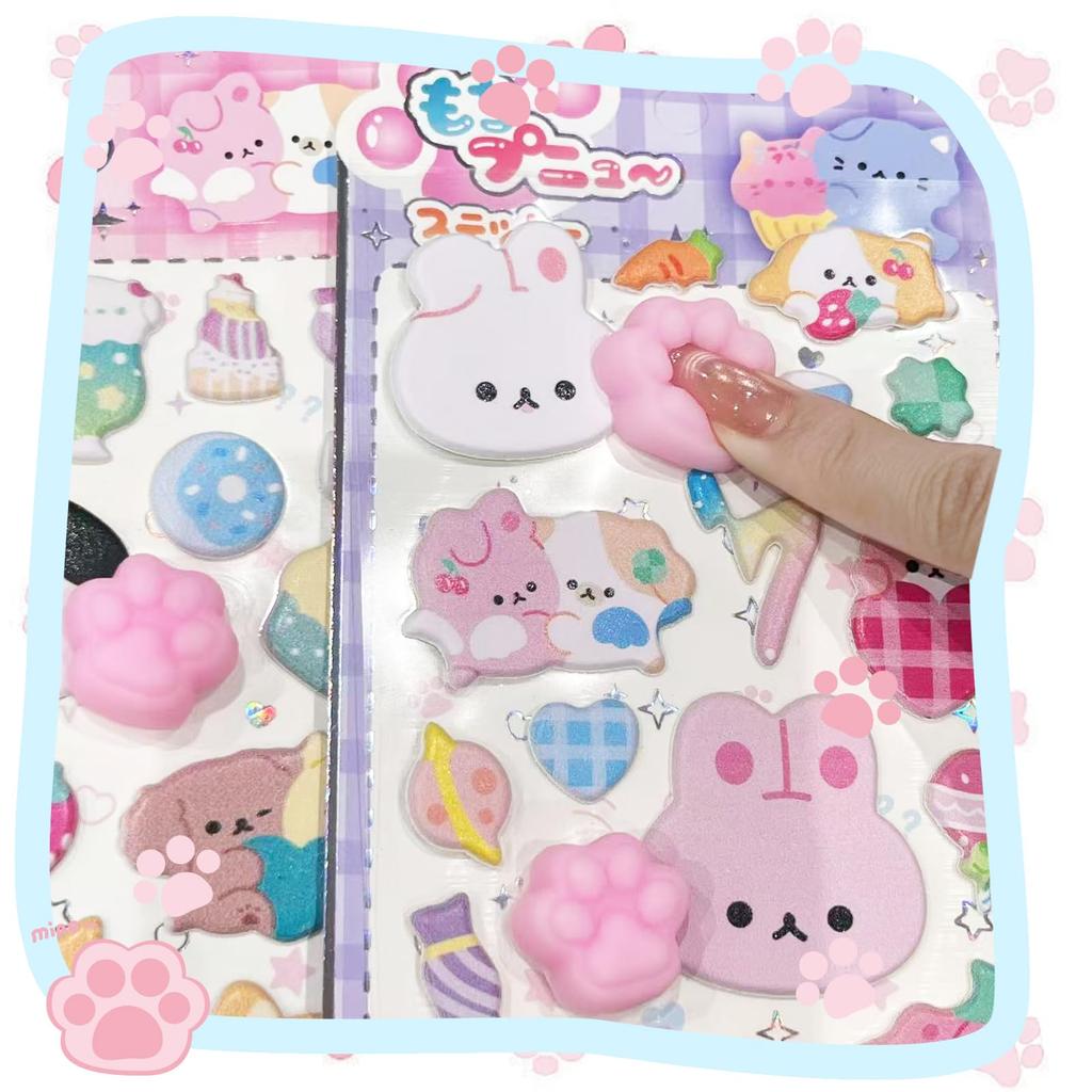 Kkek New Design Set of 4 Plump 3D Paw Squishy Butt 3D Cat Paw Animal Character Soft Fluffy and Foam Paw Reward Craft Cell Phone Smartphone Diaries