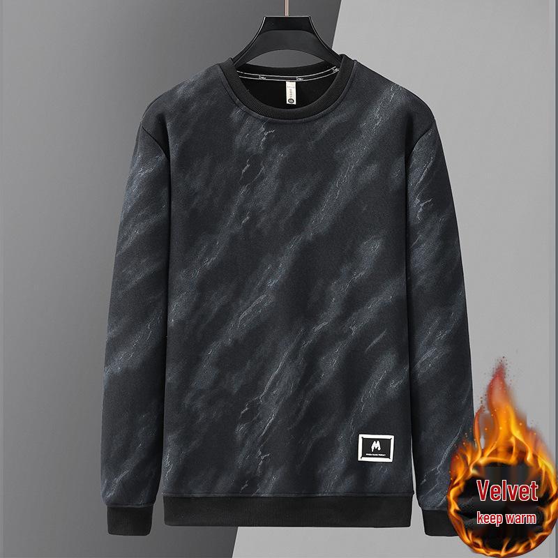 Мужская зимняя бархатная толстовка большого размера, оверсайз, с круглым вырезом 2304 7XL