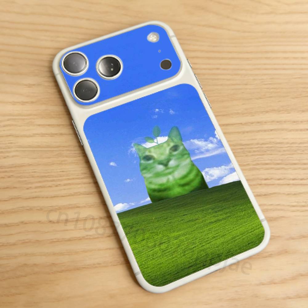 Funny Green Alien Cat For iPhone 17 Pro /Max Battry Back Cover with Camera Decal Skin Rear Protective Sticker Film