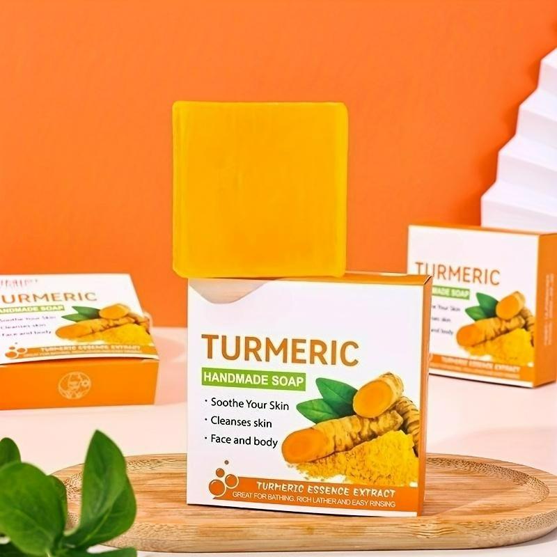 Sapone naturale all'olio essenziale di curcuma e zenzero, saponetta detergente idratante fatta a mano per tutti i tipi di pelle, 80 g