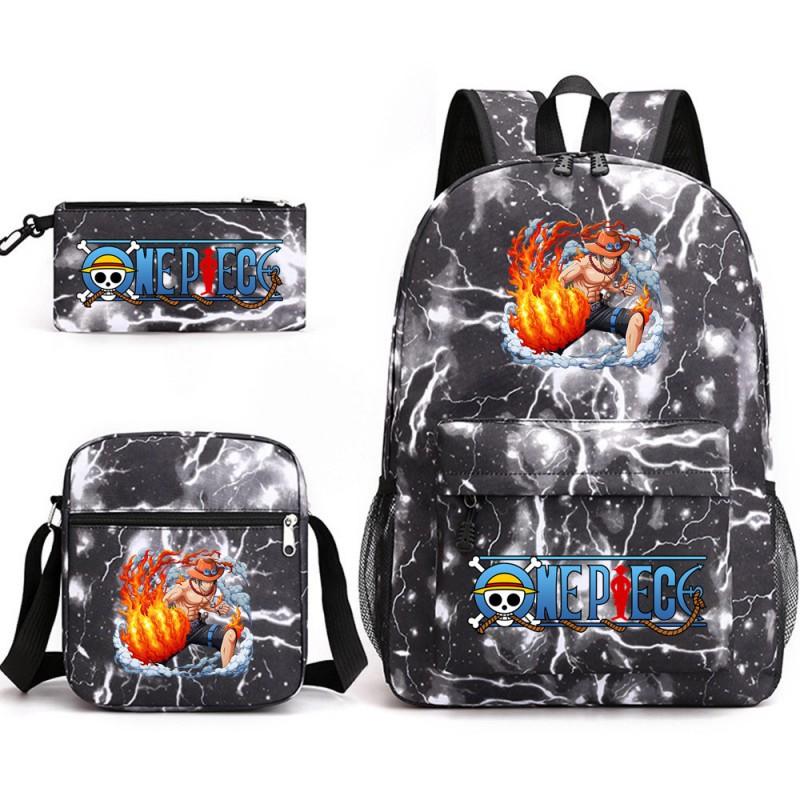 One Piece Anime Backpack Kids School Use Large Capacity Oxford Fabric Dual Shoulder Bag With Padded Straps