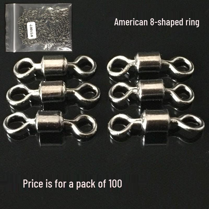 Американский вертлюг в форме восьмерки, никелированный, рыболовный соединитель, рыболовная оснастка #8 (per pack)