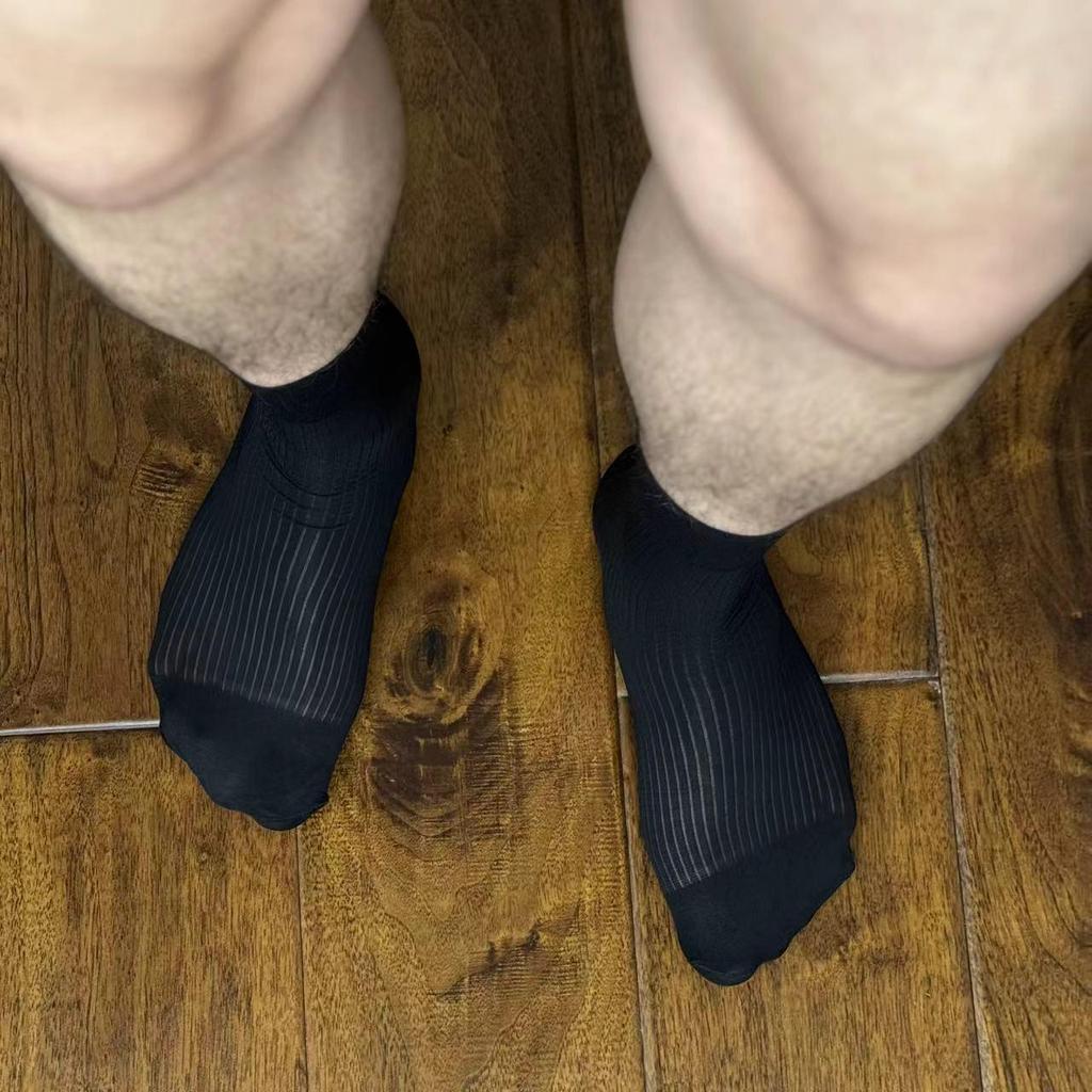 ZNINEG Japanese Men's Formal Vertical Stripe Nylon Stockings