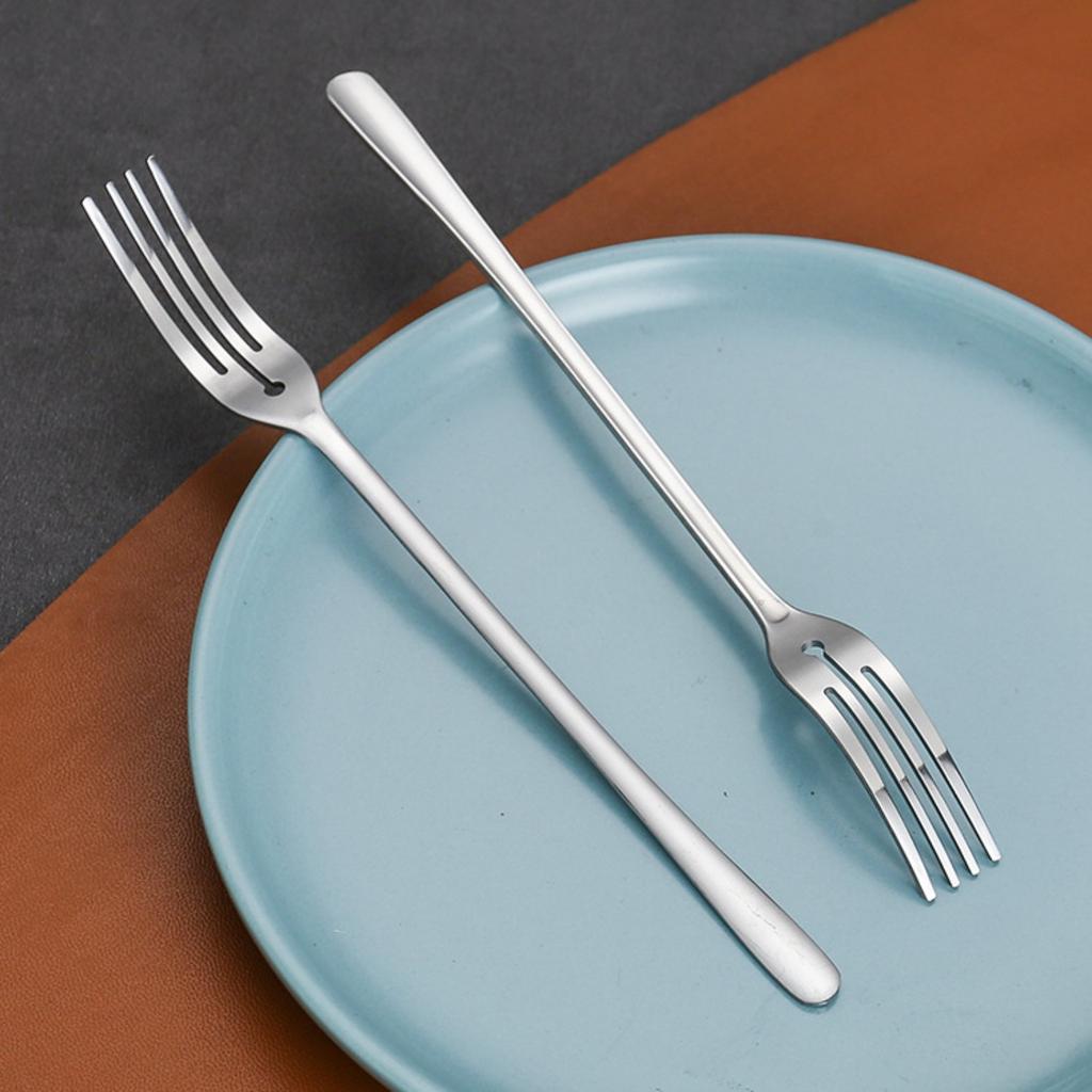 Stainless Steel Fruit Fork Western Food Round Hole Fork Hotel Home Dessert Fork Steak Fork