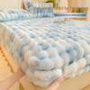 Blasenkaninchen Plüsch Flanell Tagesdecke Set: Dicke Milch samt Einzelbettbezug & Matratzenschoner, 3-teilige Bettwäsche