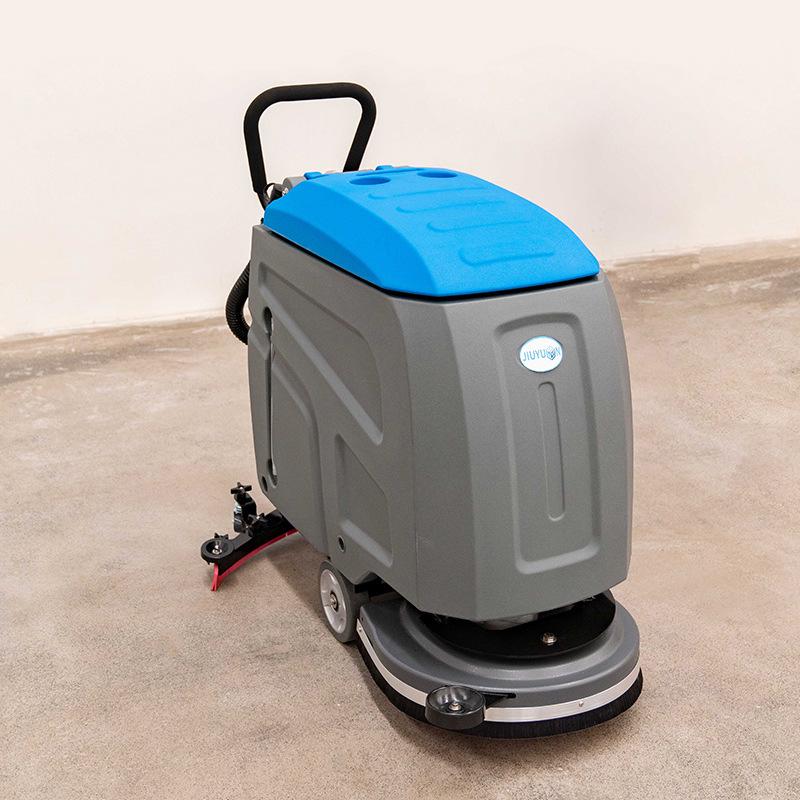 X2 Manual Floor Scrubber: Commercial Cleaning Machine for Factories, Workshops, Malls, Garages, and Property Management.
