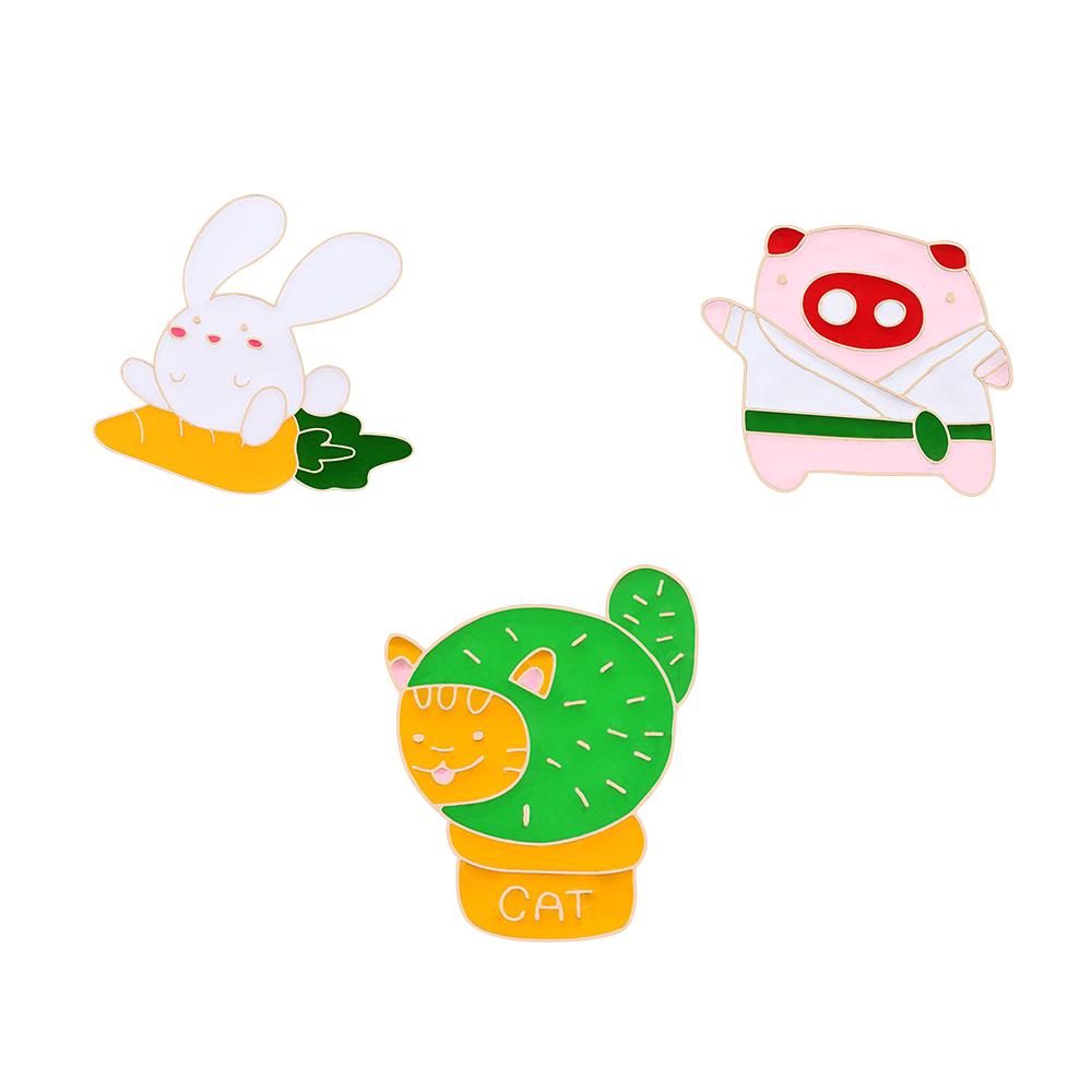 

3-5PCS Brooch Sets Cartoon Animal Rabbit Cats Claw Enamel Pins Punk Skull Hand Badge Flower Potted Cactus Game Jewelry Wholesale