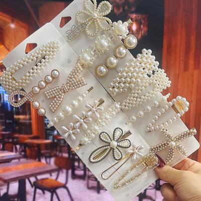 1 Set Moda Perle Simulate Fermagli Per Capelli Spille Per Le Donne Fiore Geometrico Barrettes Copricapi Ragazze Forcelle Dolci Accessori Per Capelli