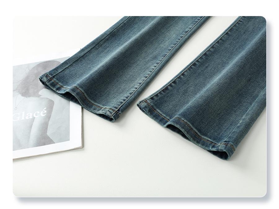 Nostalgic Blue Slim Fit High-Waisted Flare Jeans - Women's 2024 Spring/Autumn Pear-Shaped Slimming Pants