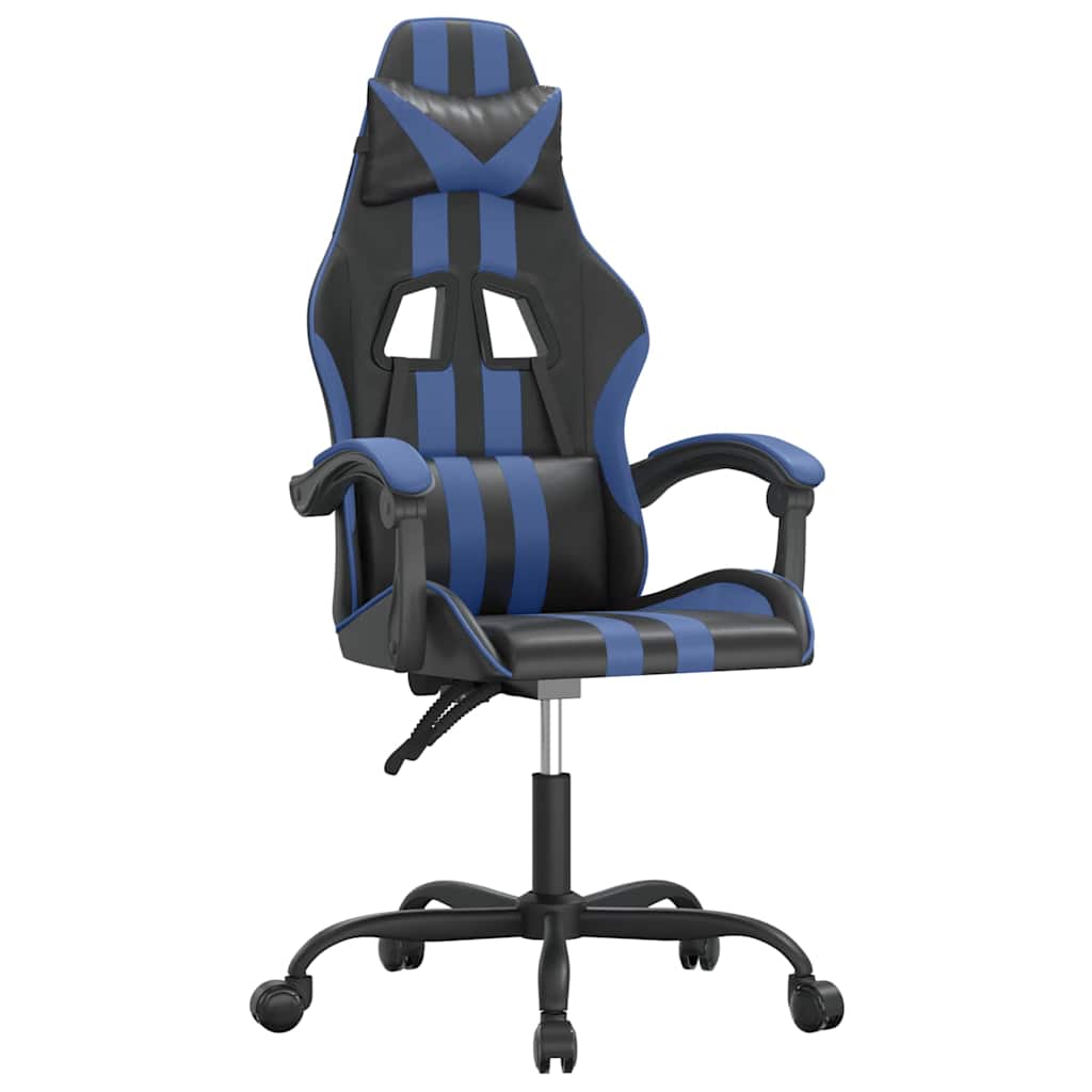 Gaming Chair Swivel Black and Blue Synthetic Leather