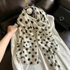 Women's Black and White Polka Dot Silk Scarf - Large, Lightweight Shawl for Sun Protection, Travel, or Beach. Perfect for Spring and Summer.