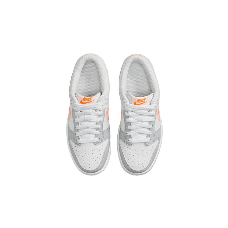 Nike Dunk Low SE GS 3D Swoosh Kids Sneakers White Pure-Platinum Total-Orange DR0171-100