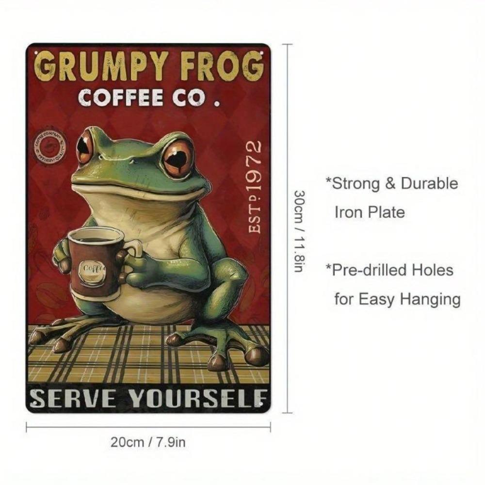 Vintage Grumpy Frog Metal Tin Sign Wall Art Retro Kitchen Bar Cafe Home Decor