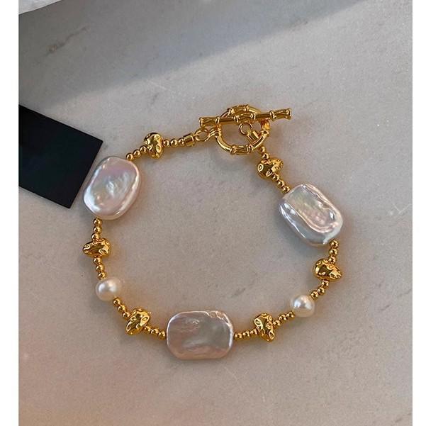 Высококачественные натуральные квадратные жемчужины барокко пресноводные 14K позолоченные женские комплекты: колье, браслет, не выцветающие