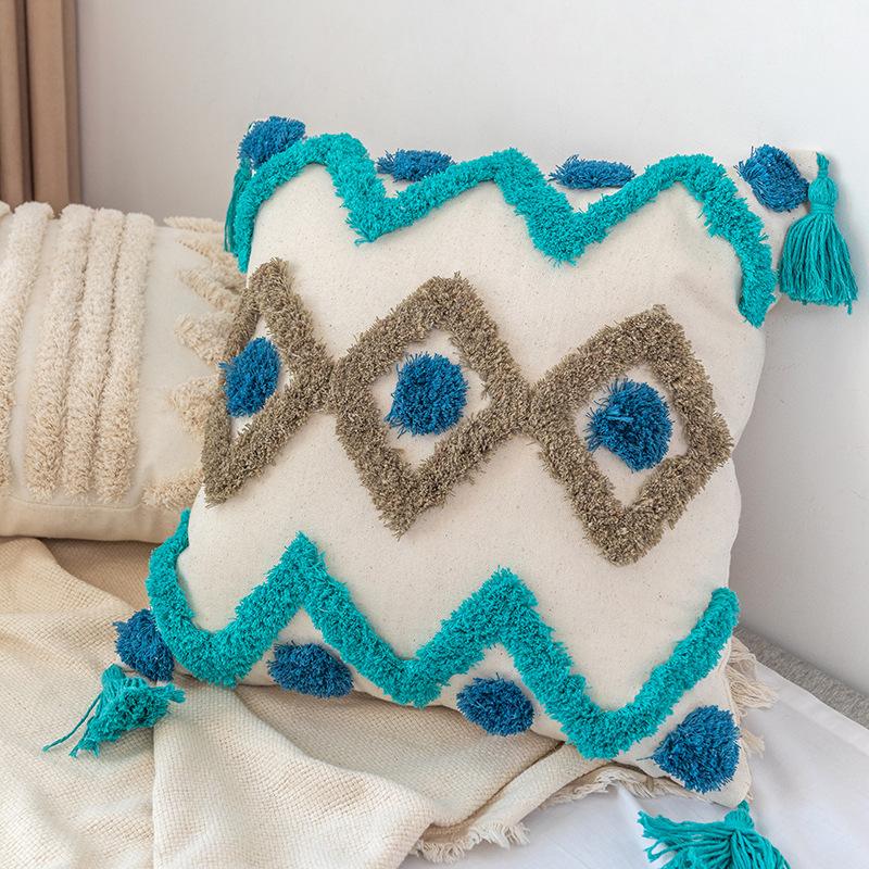 45x45cm Boheemse Kussenhoes Scandinavische Stijl Geknoopt Geborduurde Kussensloop Ambachtelijke Franje Woonkamer Bank Lichte Luxe Kussenhoes 45x45cm