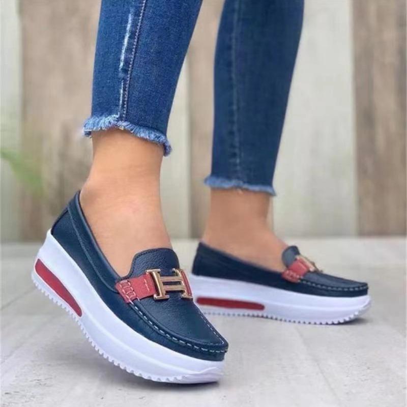 New platform women's shoes casual single shoes women's metal buckle pedal lazy shoes