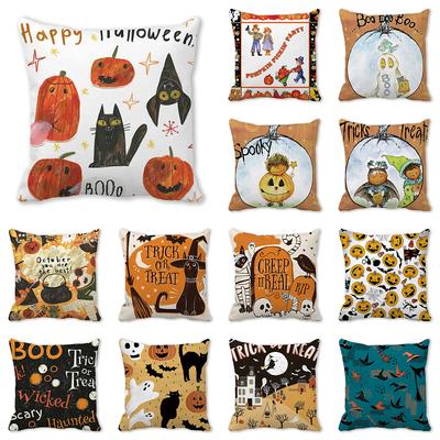 Halloween Horror Pumpkin Print Pattern Cushion Cover for Home Living Room Sofa Decoration Square Polyester Pillowcase