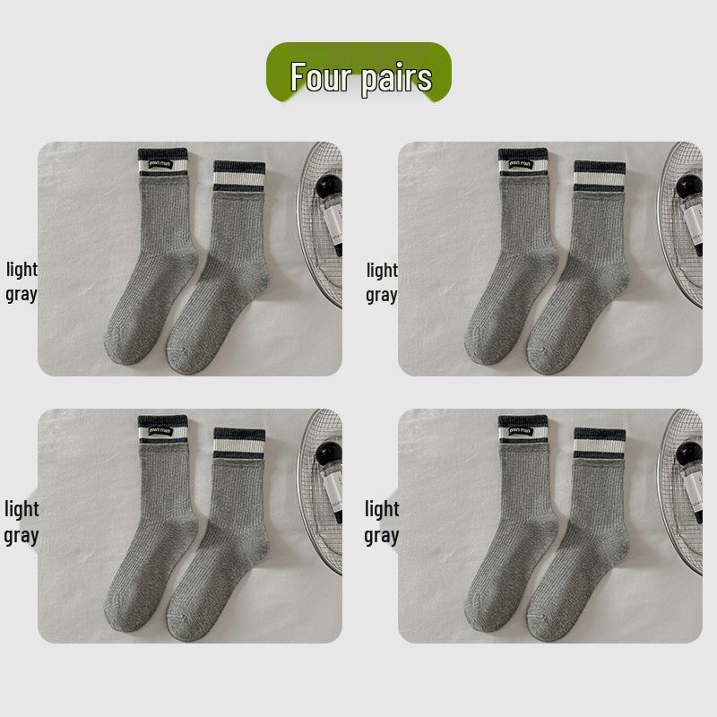 Women's Mid-Calf Cotton Scrunch Socks - Ballet Style Japanese Miu, Versatile for Autumn/Winter