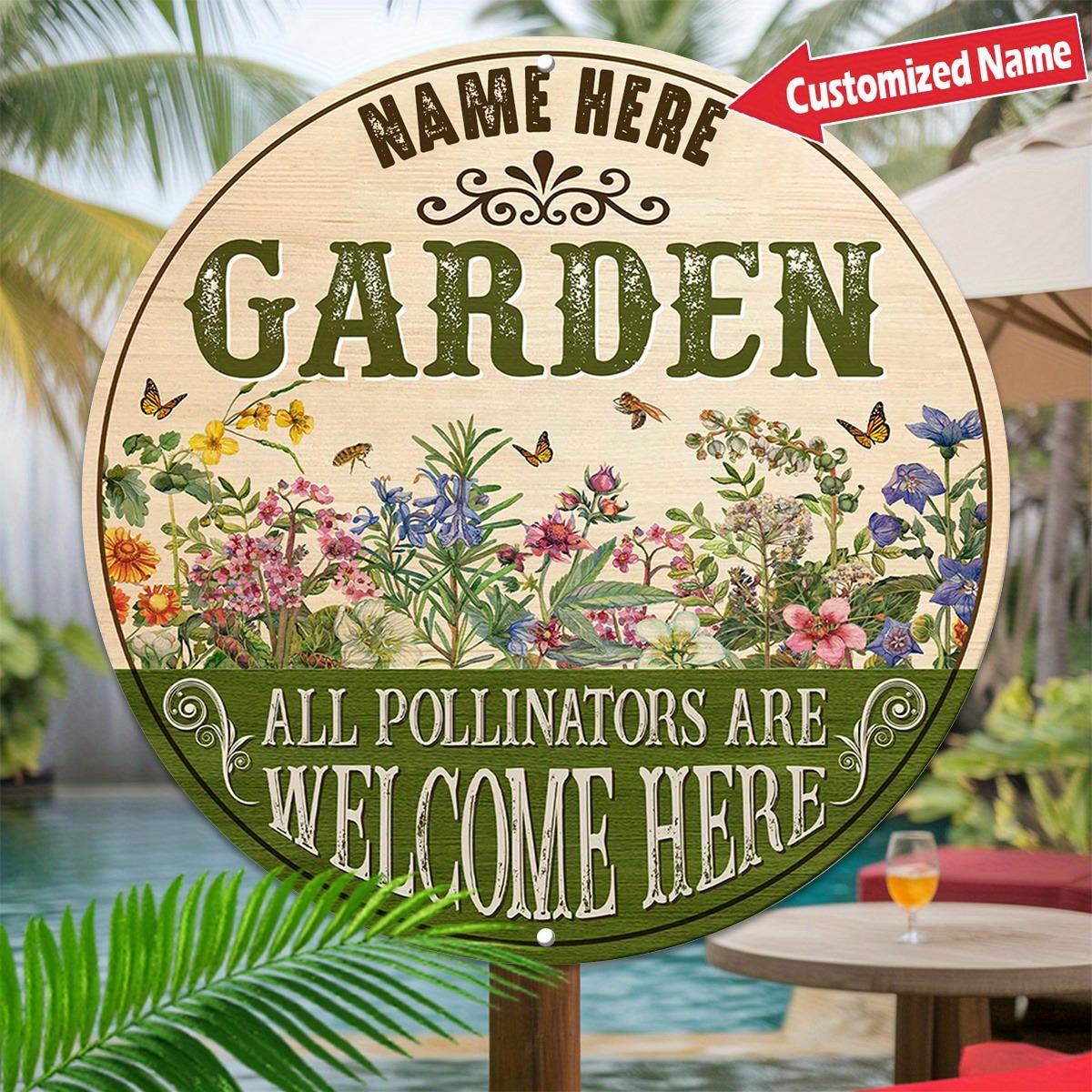 

Personalized Floral Butterfly Round Aluminum Sign 8x8 Inch Custom Text Weatherproof 1PC Outdoor Garden Wall Decor белый