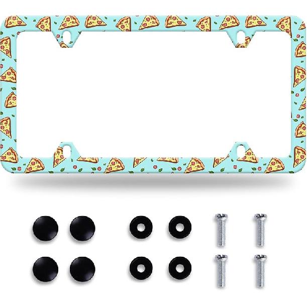 Daisy Flower License Plate Frame Beautiful Floral License Plate Stainless Steel Auto Parts Funny License Plate Decorative With Screws Size 12.3" X