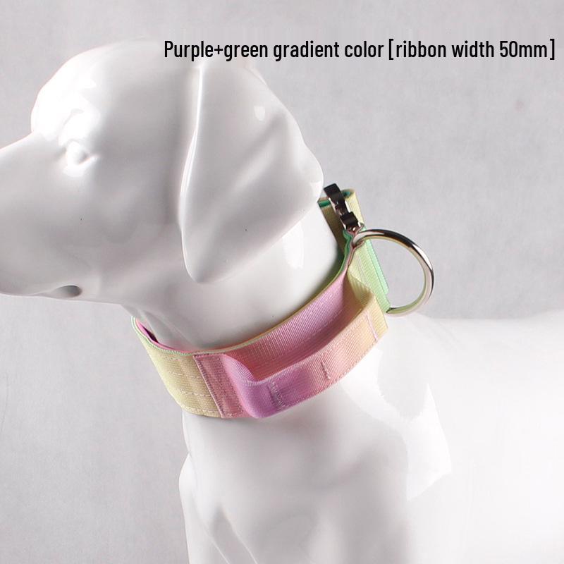 Gradient Color Explosion-Proof Tactical Dog Collar and Leash for Large Dogs