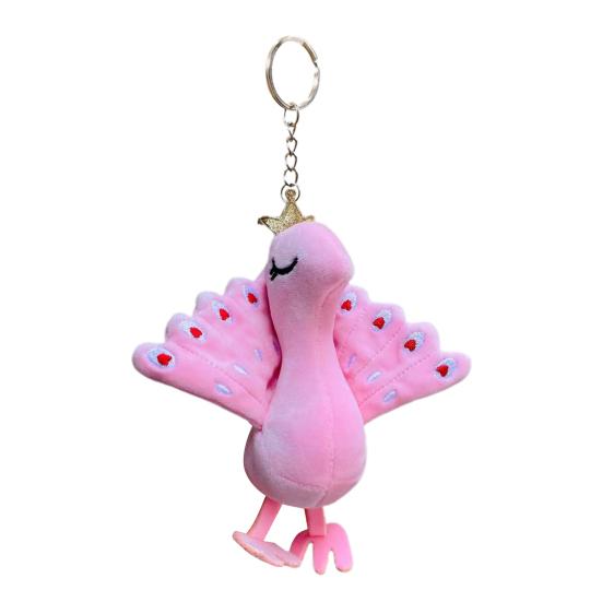 

Key Chain Funny Comfortable Touch Decoration Ultra Soft Cartoon Plush Colorful Peacock Backpack Pendant Birthday Gift розовый