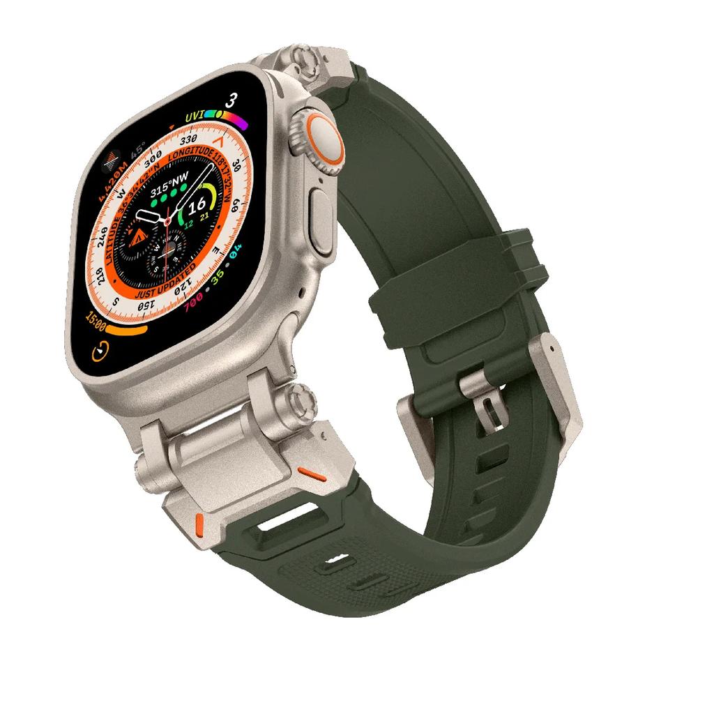 Soft Strap for Apple Watch Ultra 2 Band 49mm 45mm 44mm 42mm Metal Stainless Steel Connector TPU Bracelet Iwatch 9 8 7 6 SE 5 4