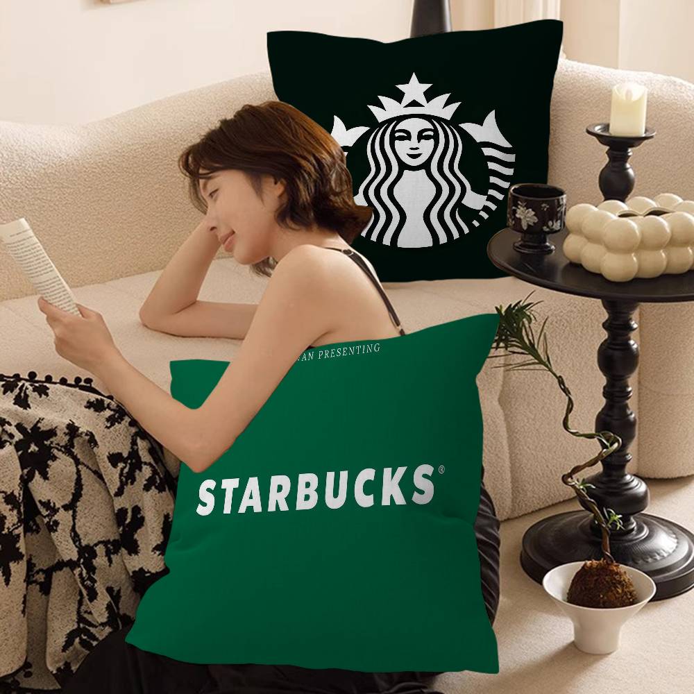 Cool S-Starbucks LOGO Cushion Cover Car Throw Pillow Case For Sofa Car Christmas Gift 40x40cm 45x45cm