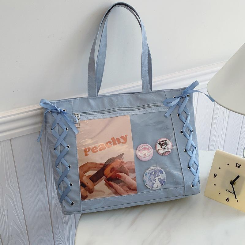 Sac fourre-tout grande capacité femme fille douce deux dimensions transparent printemps et été petit frais sac bandoulière aisselle