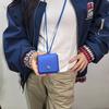 Portable Hanging Neck Headphone Bag PU Leather Square Lanyard Lipstick Bag Multifunctional Card Holder Small Coin Purse Women