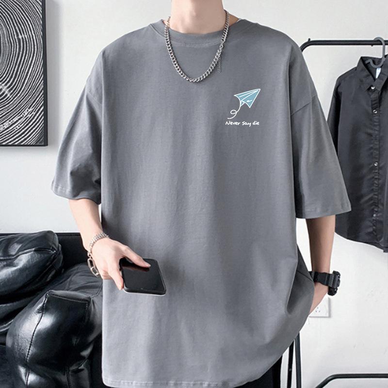 Paper Plane Mens Oversized Drop Shoulder T-Shirt 100% Cotton Streetwear Tee