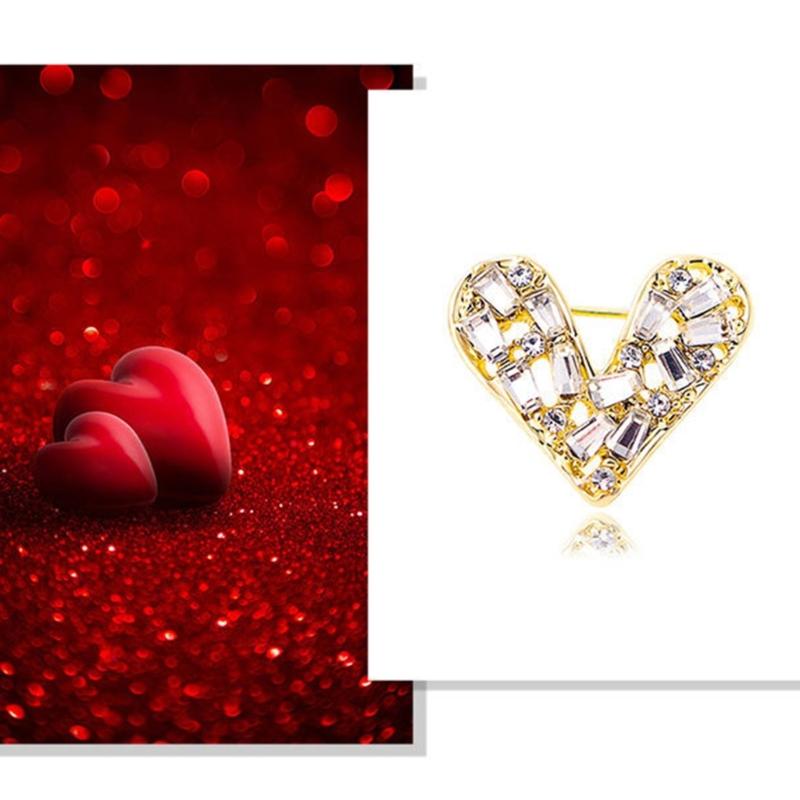 Romance Alloy Heart Brooch Decoration With Zircon Ideal For Dresses And Formal Attire