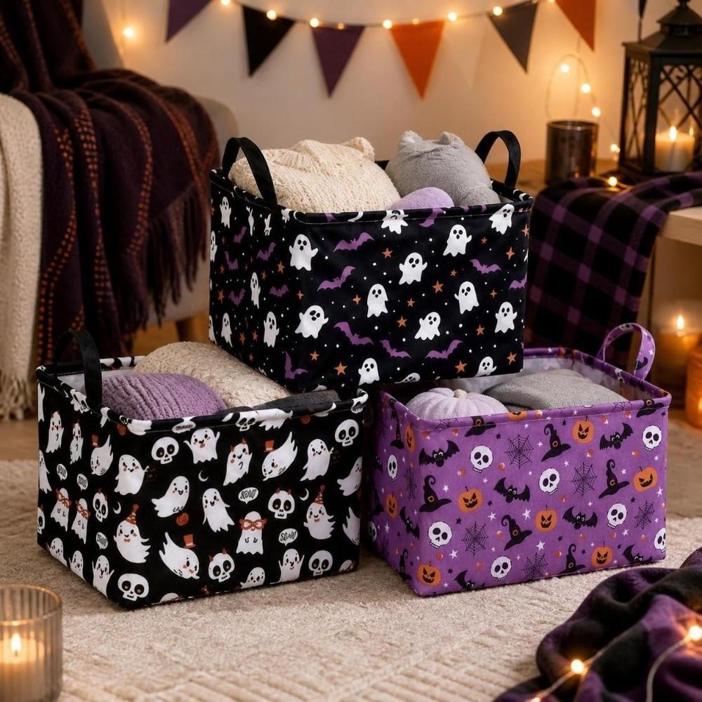 Ghost Halloween Storage Basket Pumpkin Sundries Organizer Clothes Storage Box Book Storage