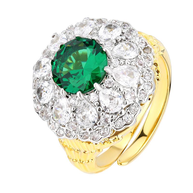 

Ювелирные изделия Медное дно Позолоченное Имитация Цвета Сокровище Корунд Круглый Темперамент Свет Роскошь Женщины 8 Мм