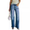 Light-colored simple jeans women's washed high-waisted wide-leg trousers