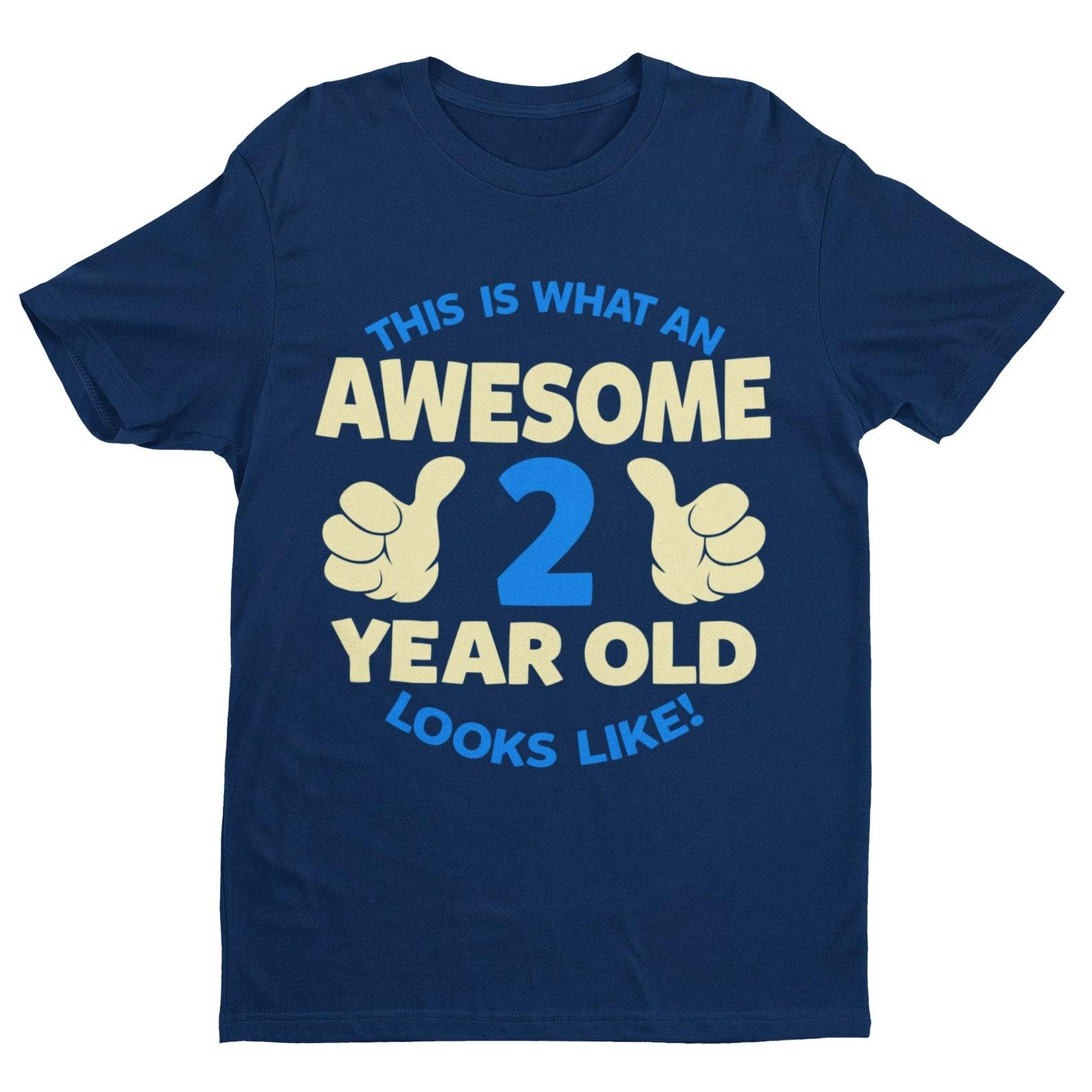 Awesome 2 Year Old Boys Birthday T-Shirt: Pointing Thumbs Design 2XL