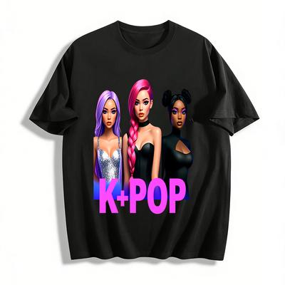 K-pop Girl Group Graphic T-shirt Trendy Idol Style Casual Loose Top Unisex Fashion Tee Pure Cotton T-shirt