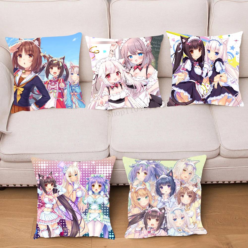Nekopara GalGame Anime Pillow Case Fashion Square Pillowcase Bedroom Sofa Room Ins Decoration Leisure