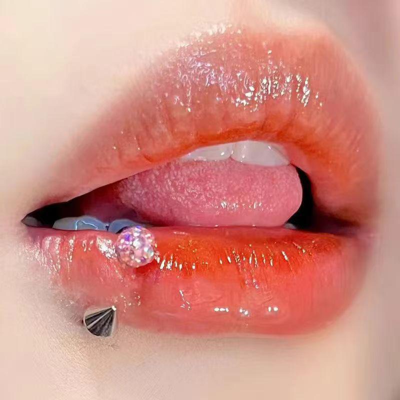 Shamballa Kristal Toplu ve Konik Uçlu C Şekilli Titanyum Barbell - Parlak At Nalı Dudak ve Burun Halkası Piercing