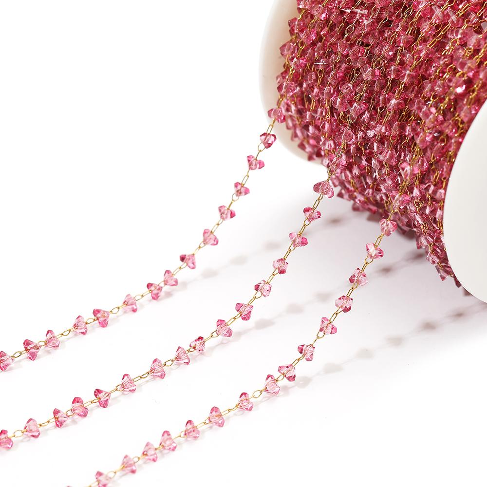 1 Meter Stainless Steel Beaded Triangle Glass Crystal Chains for DIY Jewelry Findings Necklace Bracelet Supplies Earrings Making
