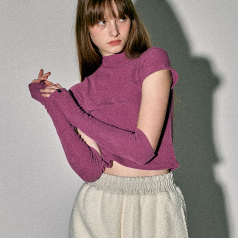 QUAFE HIGH-NECK KNIT WARMER SET_PURPLE