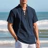 New Men'S Loose Casual Retro Coat Top Bottom Coat Cotton And Hemp Versatile Daily Classic Cardigan Beach Shirt Men'S Style