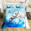 Horse Duvet Cover Butterfly Floral Comforter Cover Microfiber Western Farm Animals Bedding Set King For Kids Girls Bedroom Decor