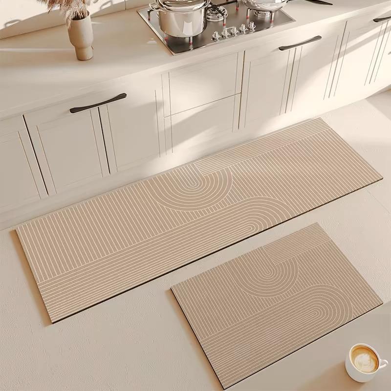2PC Japanese Kitchen Floor Mat New Cream Wind Diatomium Mud Bathroom Non-Slip Foot Mat Waterproof Oil Long Carpet