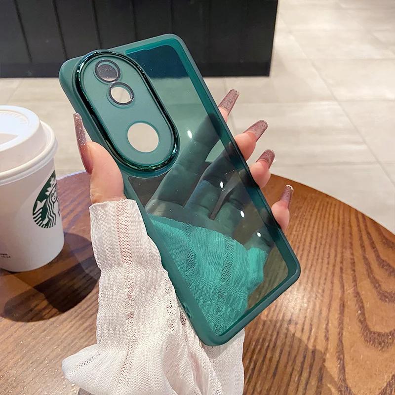 

Для VIVO V50 Lite V50E V 50 Прозора захисна плівка для об єктива для VIVO Y04 Y29S Цукерковий колір М який ТПУ Ударостійкий чохол для телефону VIVO V50 Lite 5G зелений